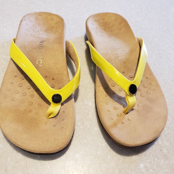VIONIC Mona Yellow Thong Sandal Orthotic Comfort Flip Flop Women's Size 6 - Picture 3 of 7